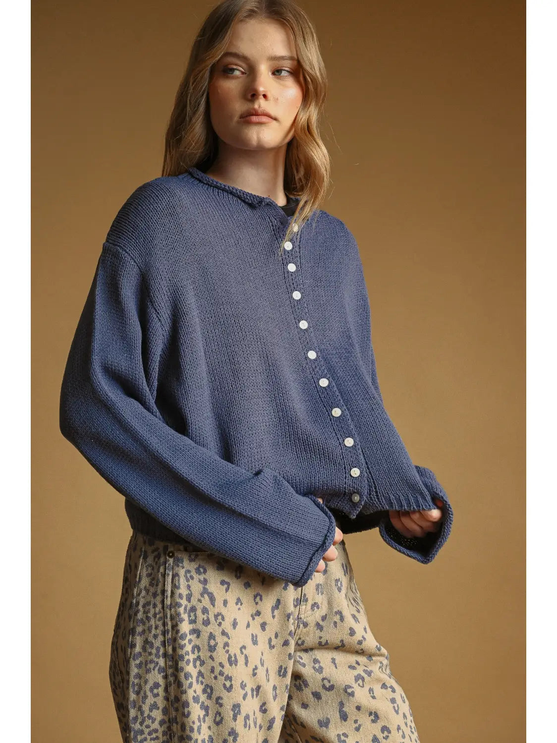 Button Front Easy Knitted Cardigan