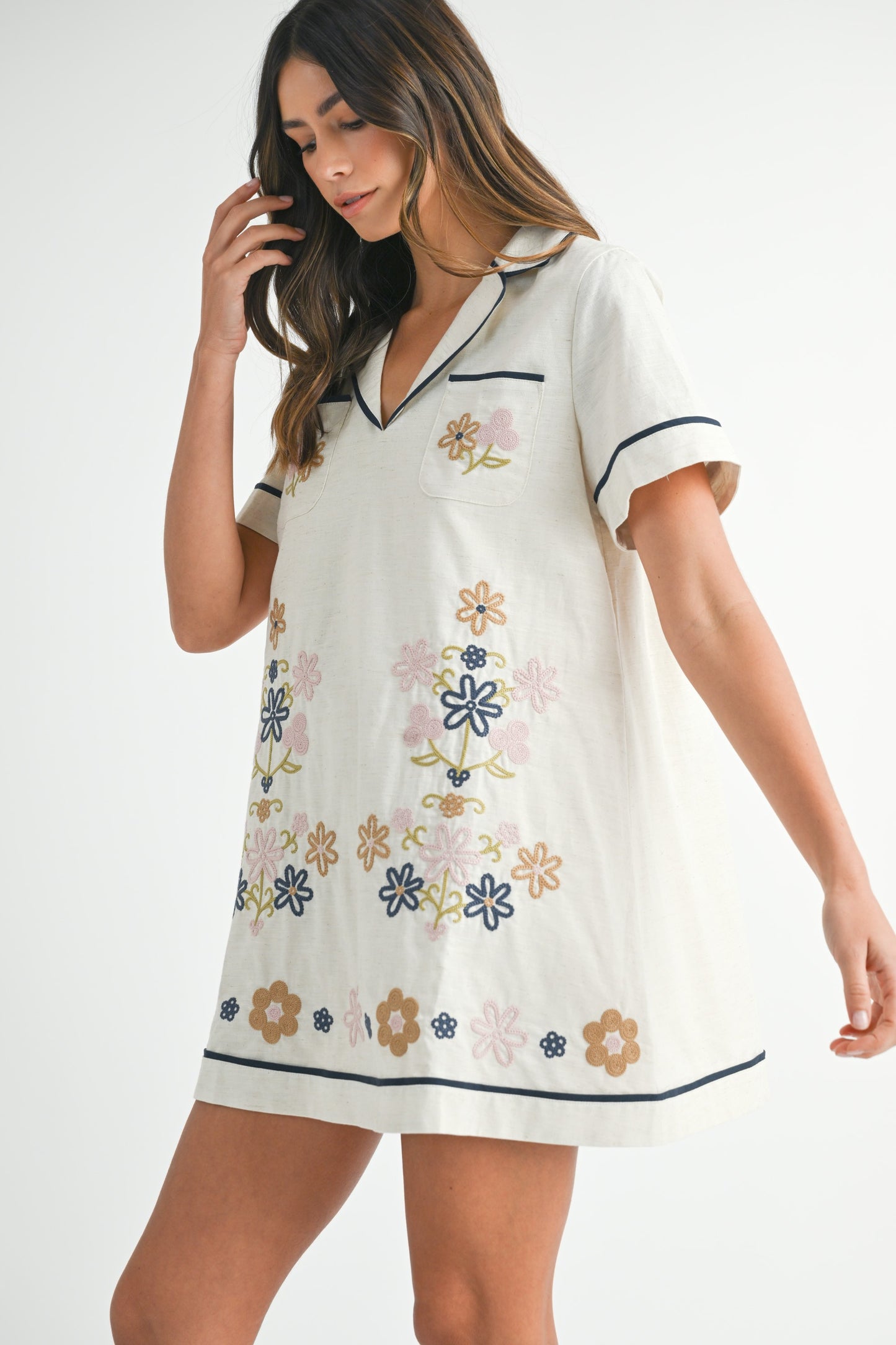 Embroidered Shirt Dress