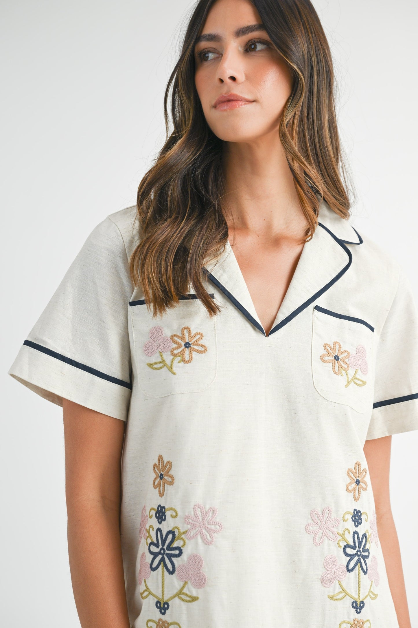 Embroidered Shirt Dress