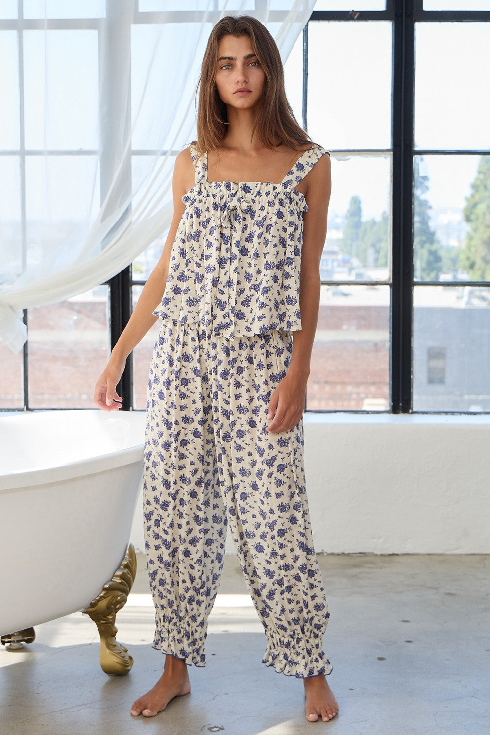 Floral Ruffle Pajama Set