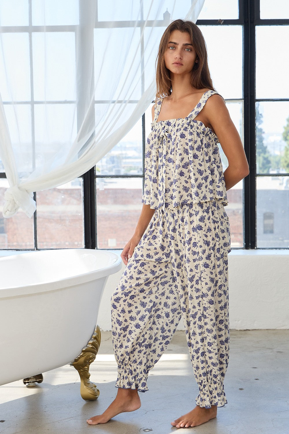Floral Ruffle Pajama Set
