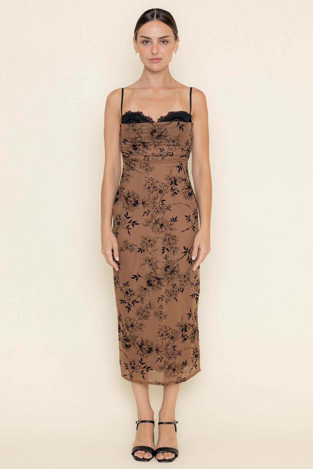 Lace Burn Out Velvet Floral Mesh Dress