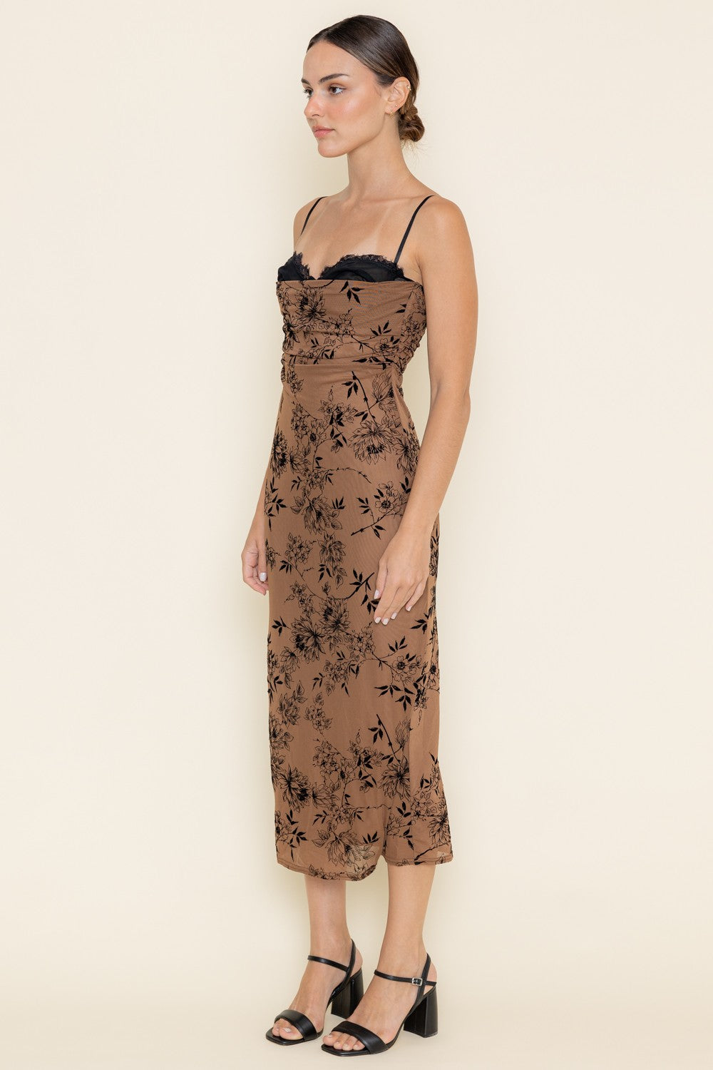 Lace Burn Out Velvet Floral Mesh Dress