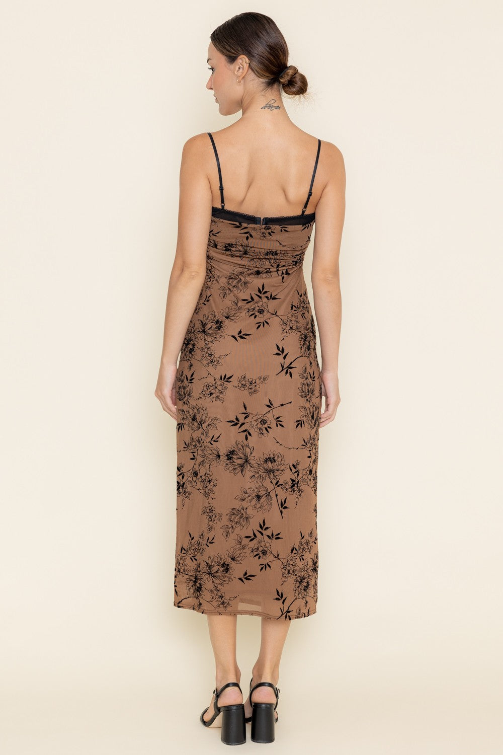Lace Burn Out Velvet Floral Mesh Dress