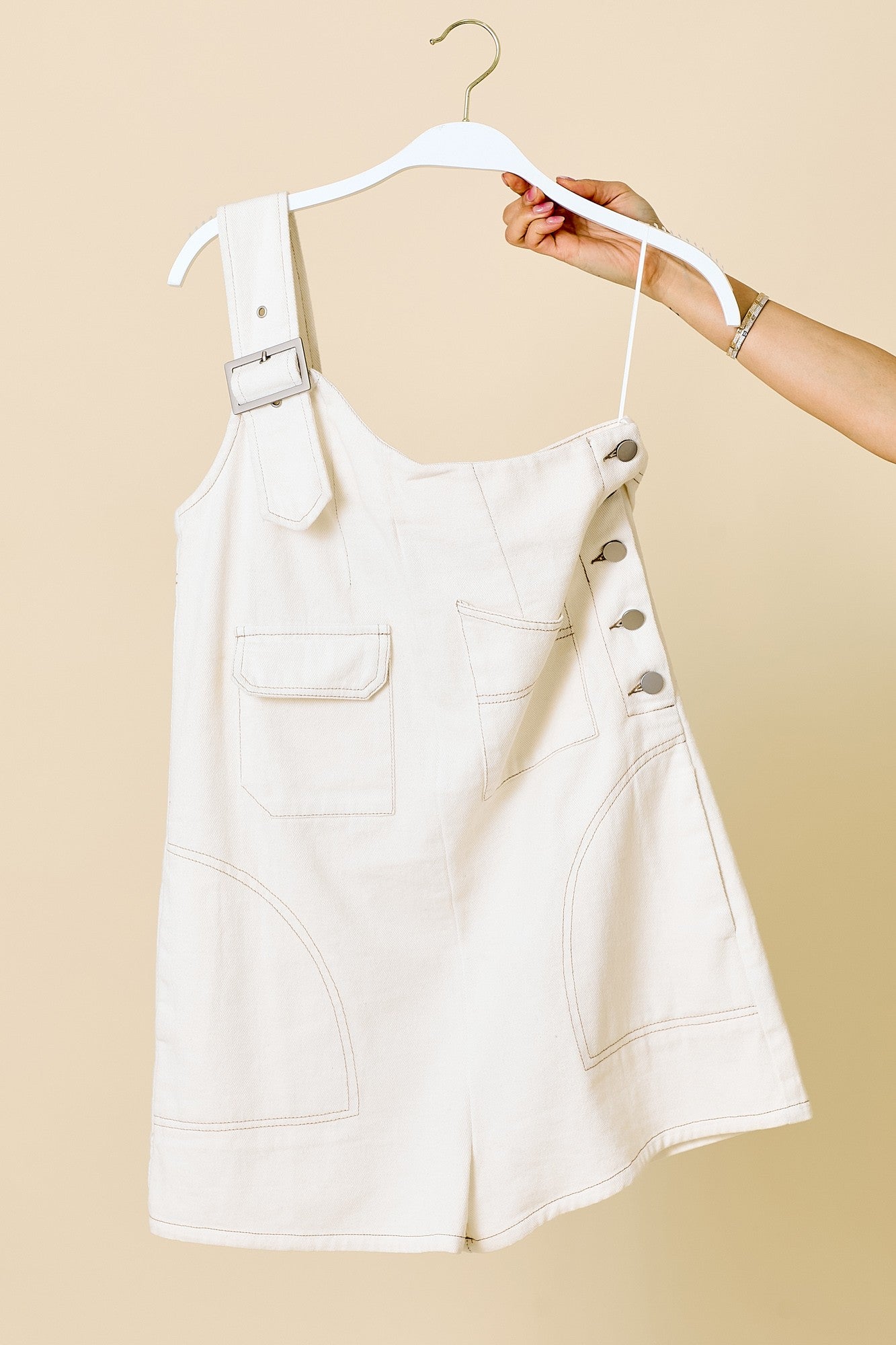 One Shoulder Denim Overalls
