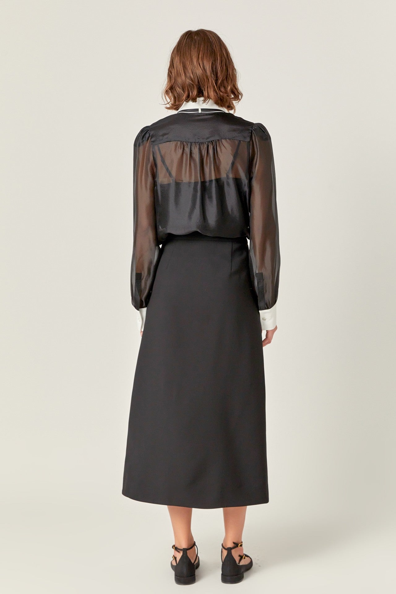 See Through Bow Tie Blouse