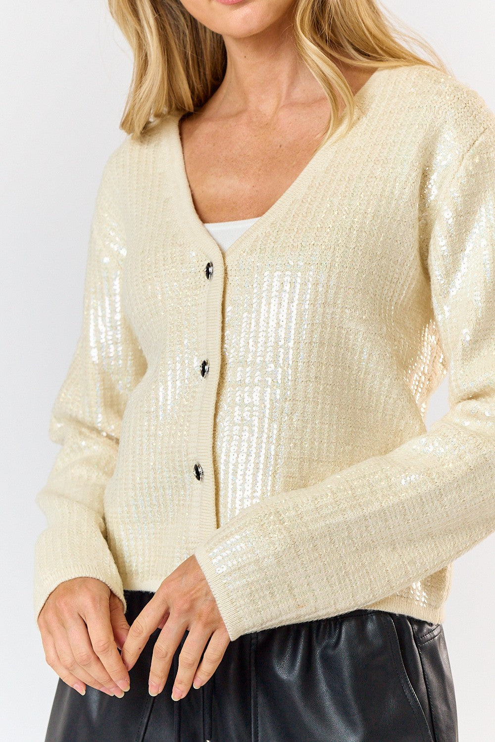 Sequin Button Down Cardigan