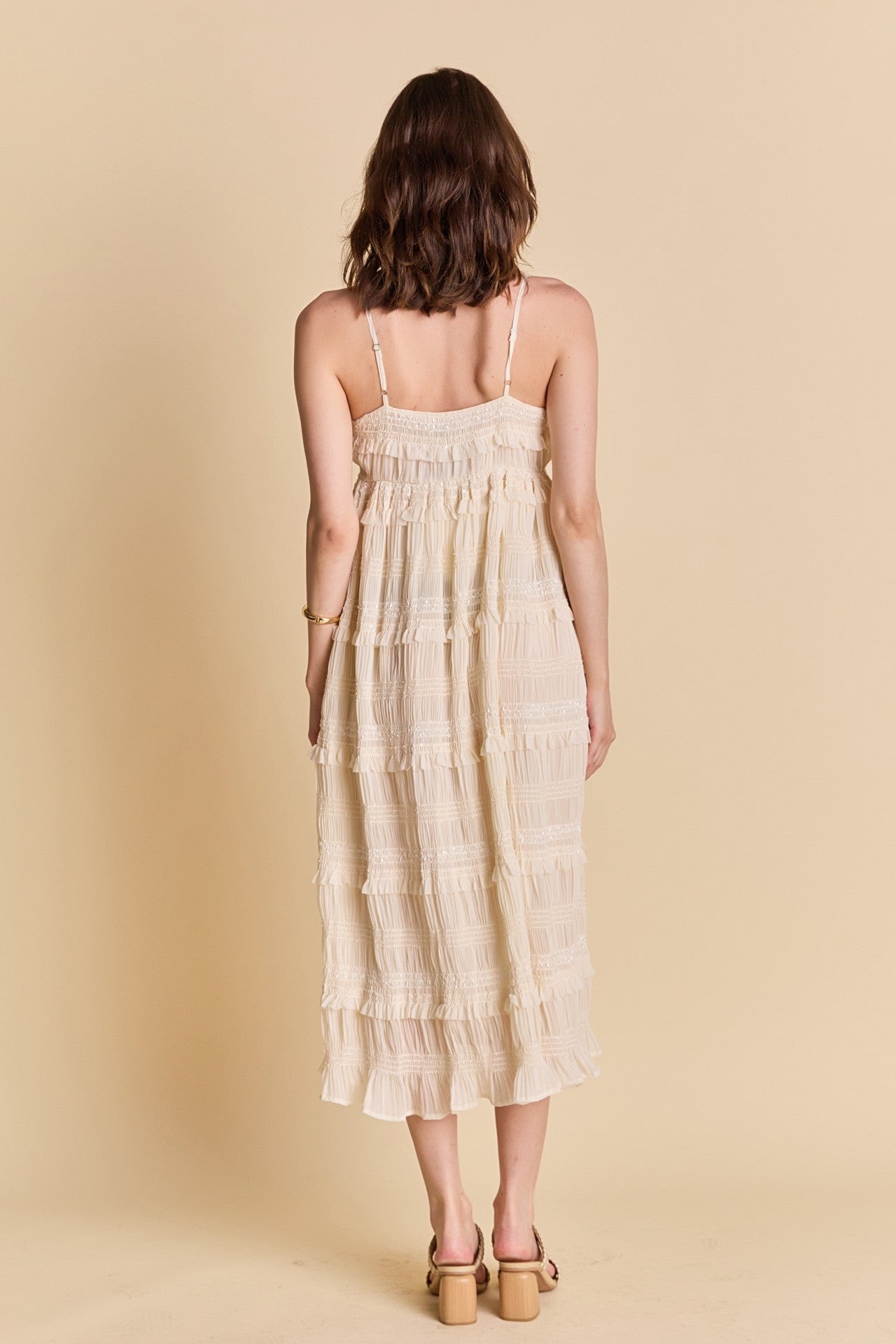 Smocked Sleeveless Midi Dress