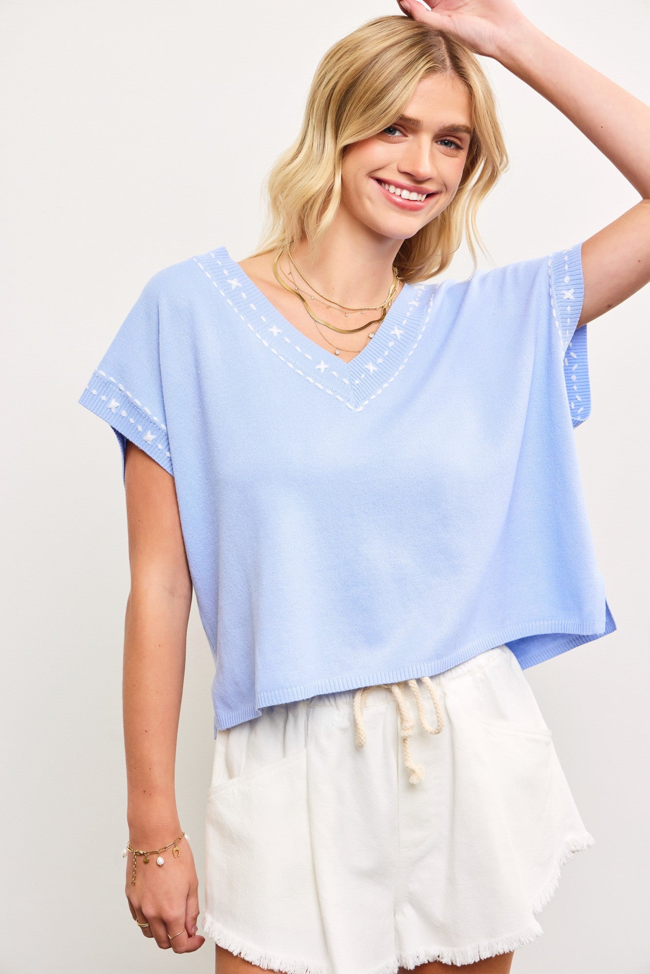 V-Neck Knit Top