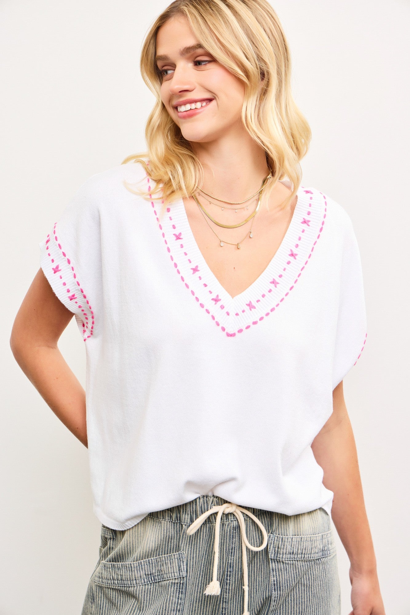 V-Neck Knit Top