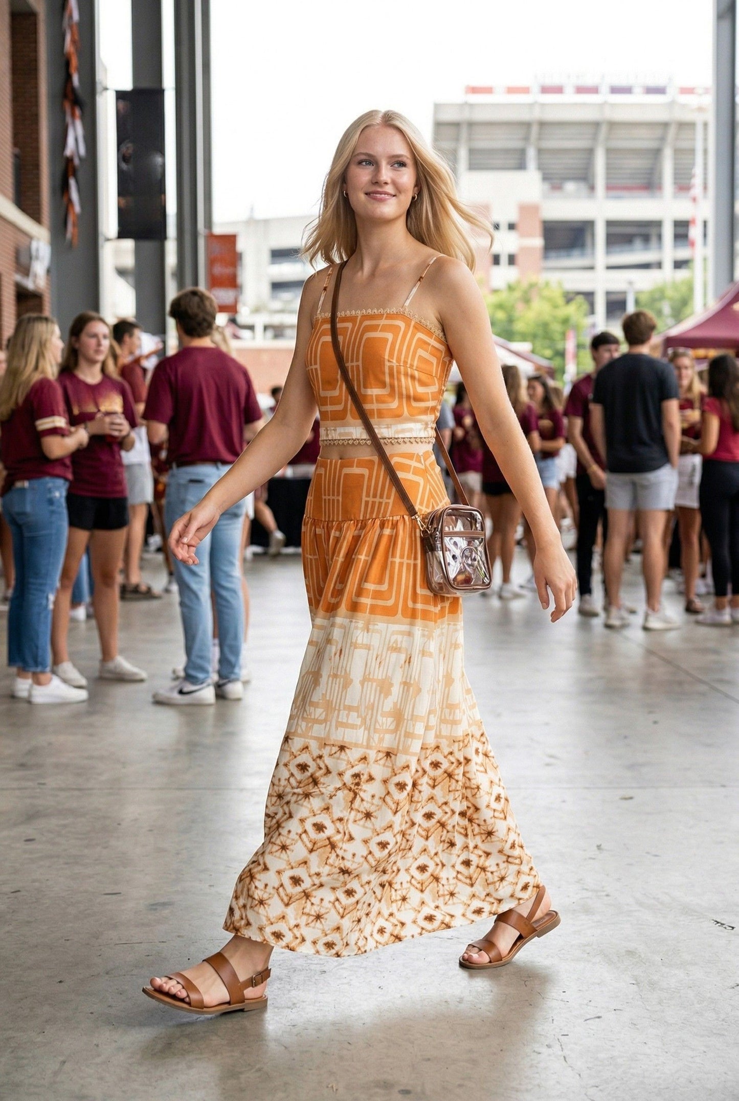 Geometric Printed Midi Skirt