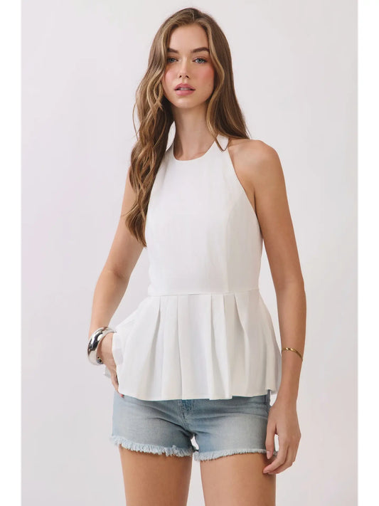 Open Back Halter Peplum Top