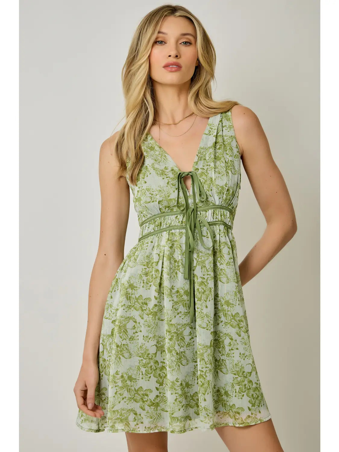 Floral Front Tie Mini Dress