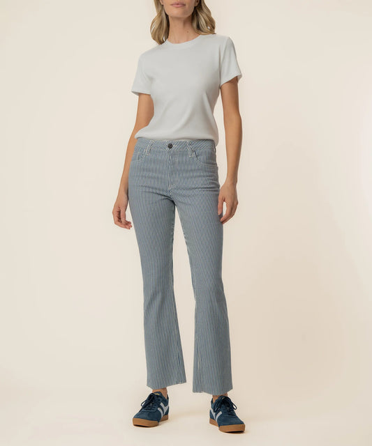 Kelsey Twill Stripe High Rise Ankle Flare