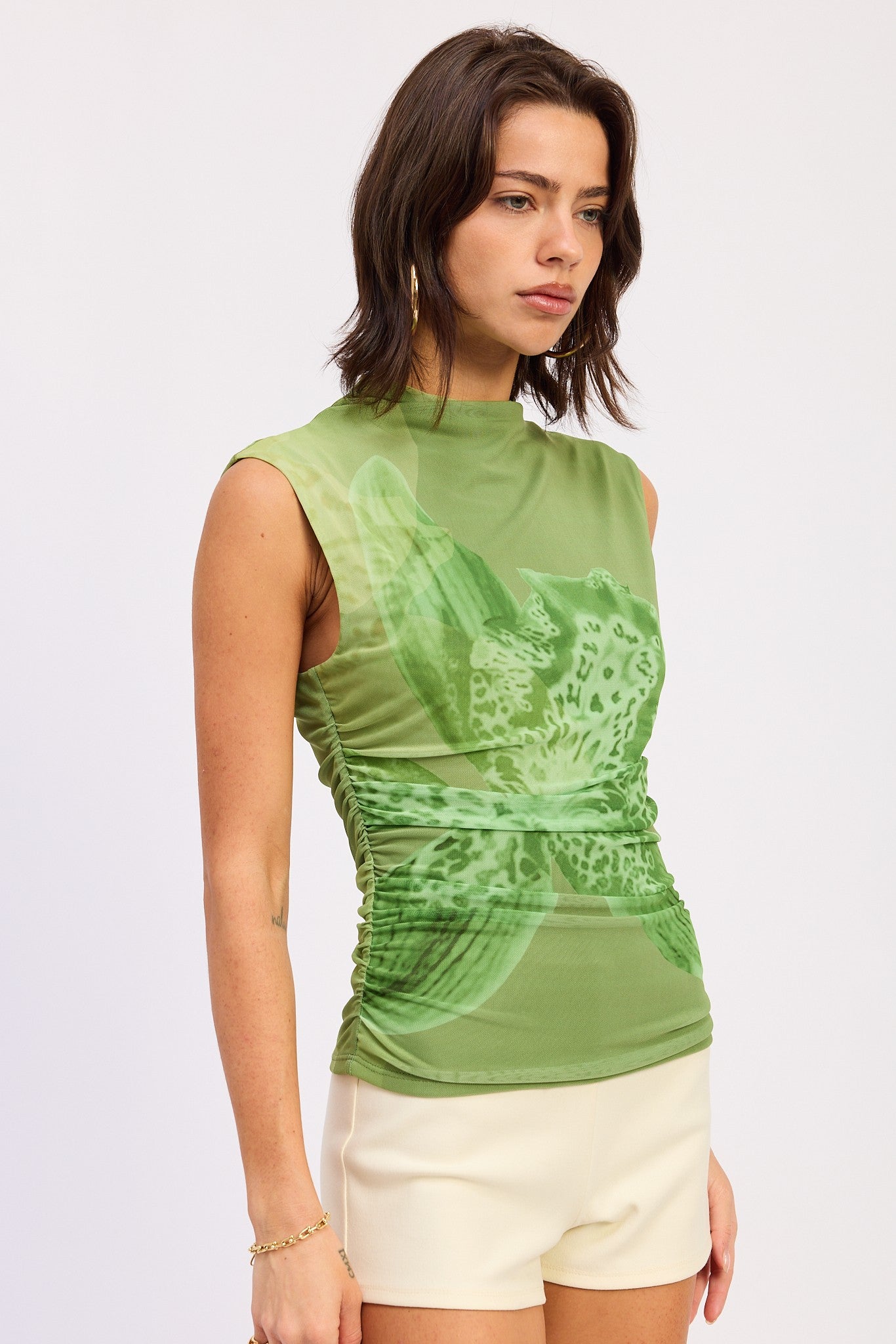 Drop Shoulder Mesh Top