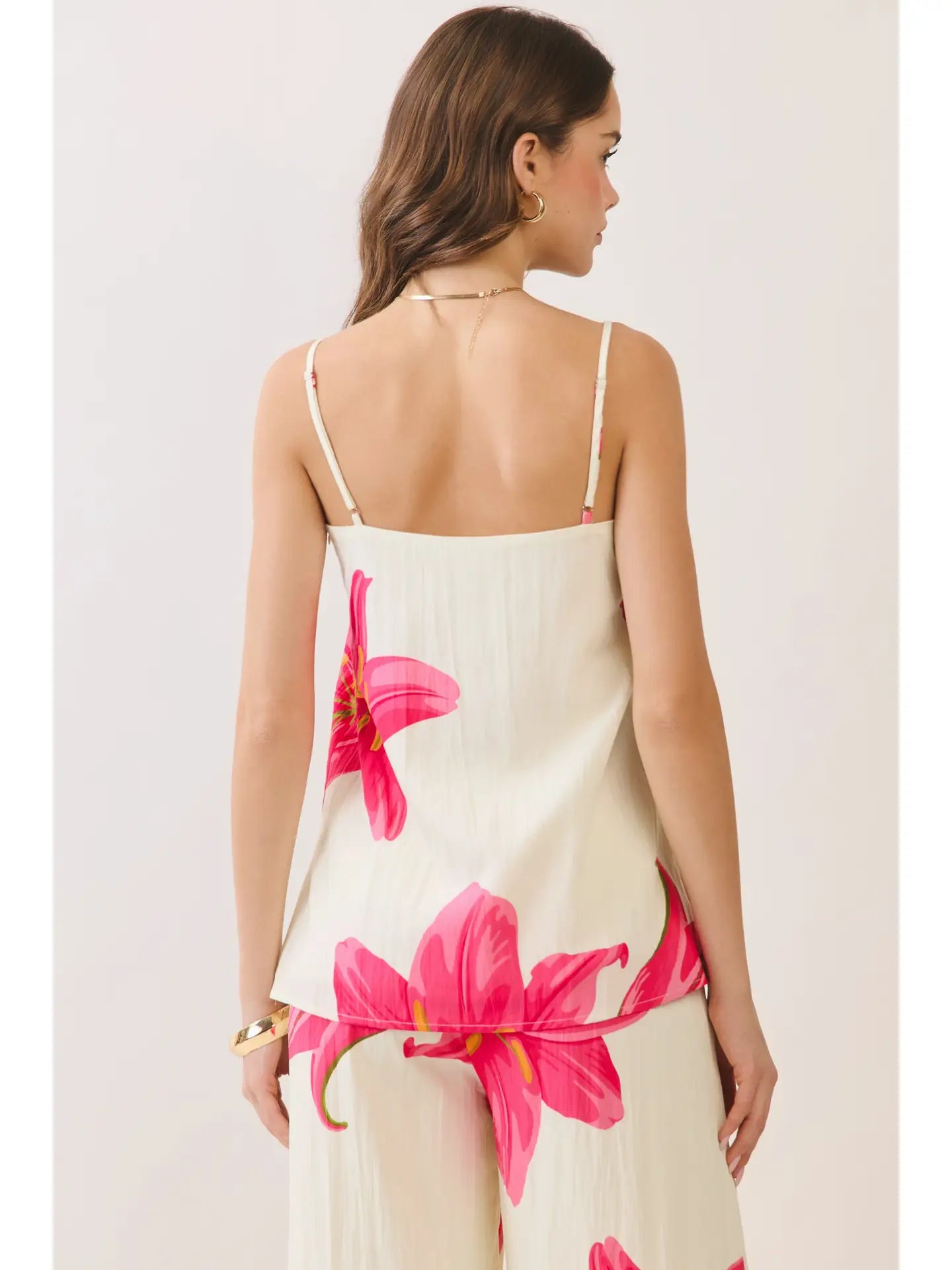 Floral Print Side Zipper Cami Top