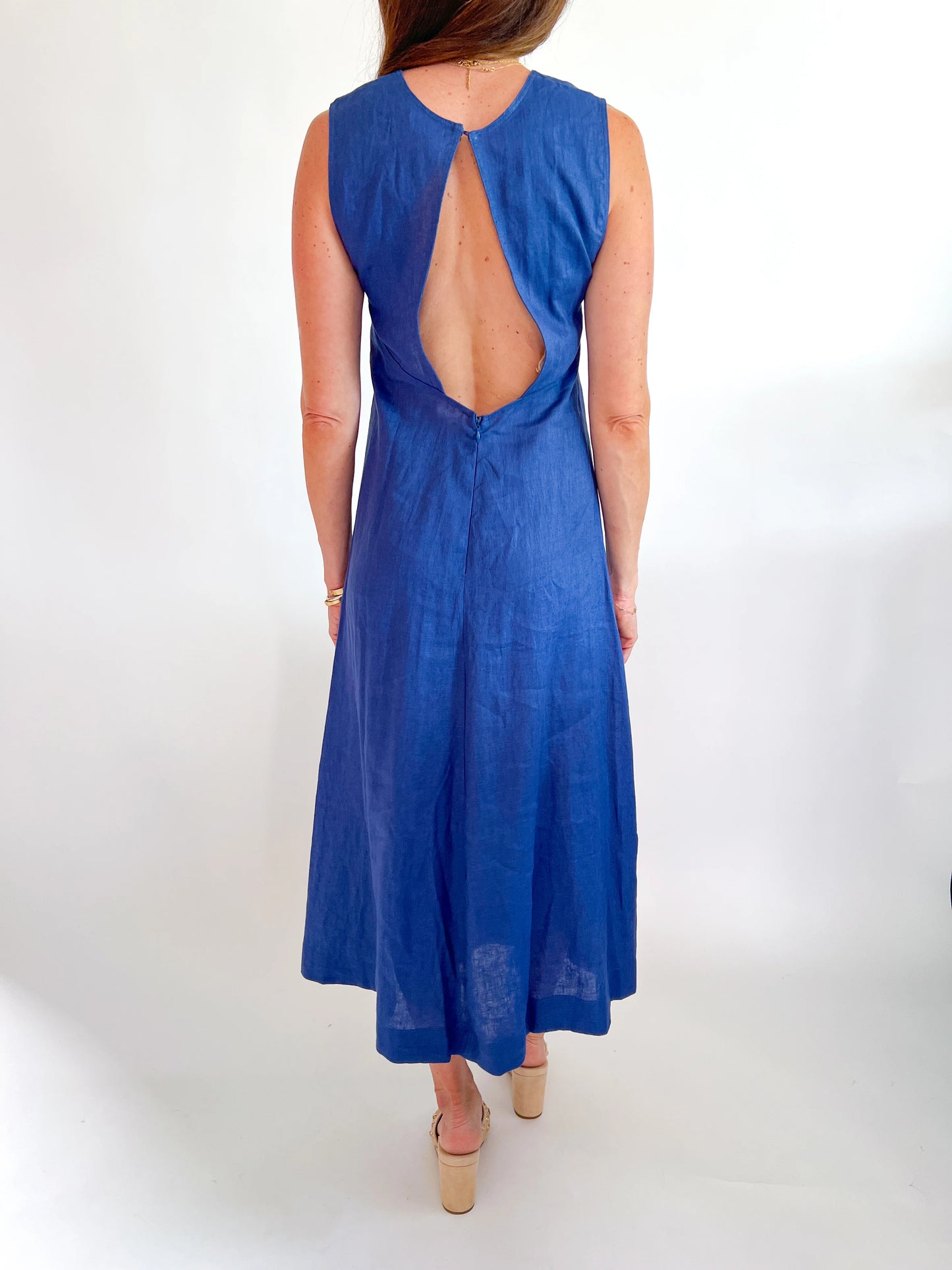 Debbie Open Back Linen Maxi Dress