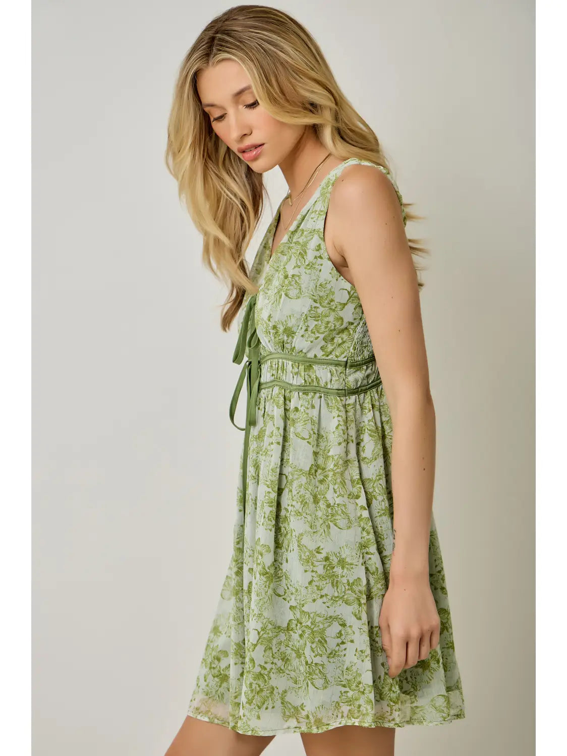 Floral Front Tie Mini Dress