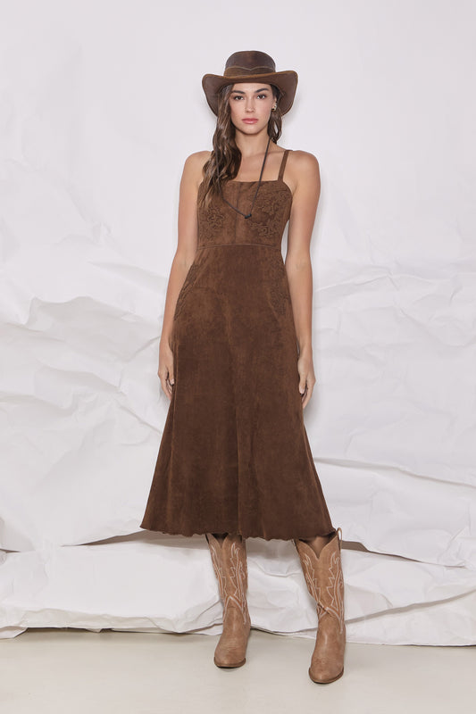Strappy Faux Suede Dress