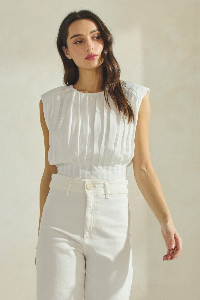Pleated Sleeveless Top