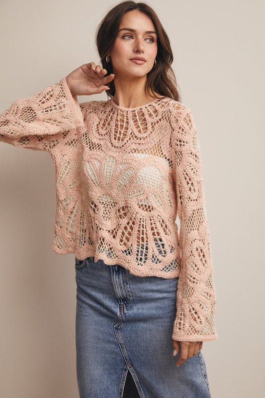 Boho Contrast Crochet Top