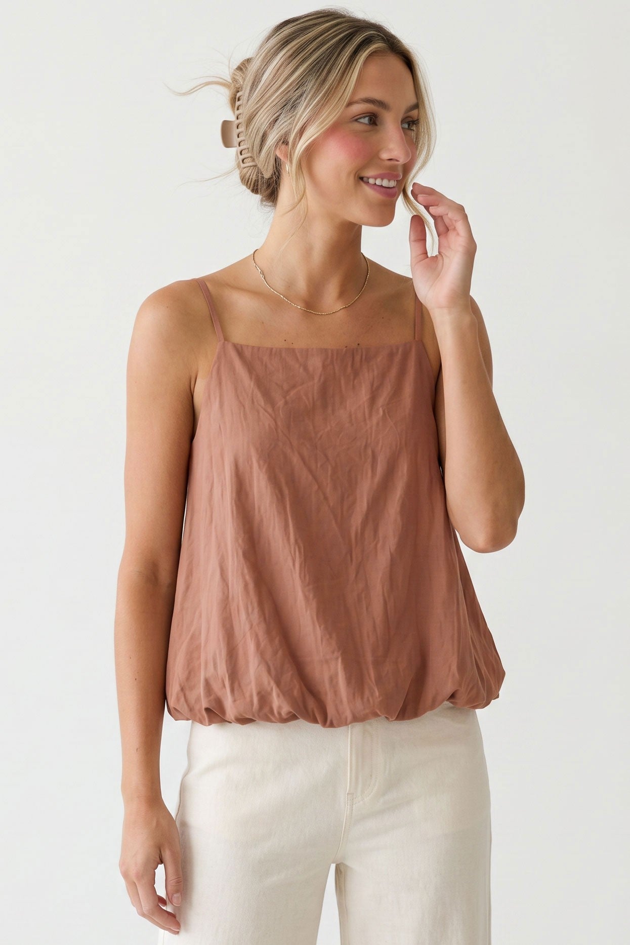 Billowy Cami Top with Bubble Hem