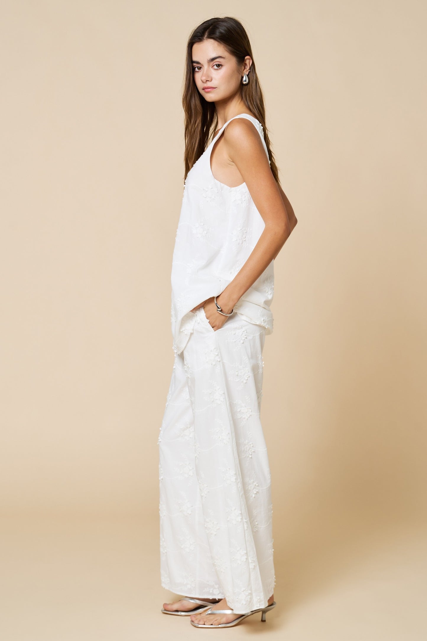 V-neck Embroidered Sleeveless Top