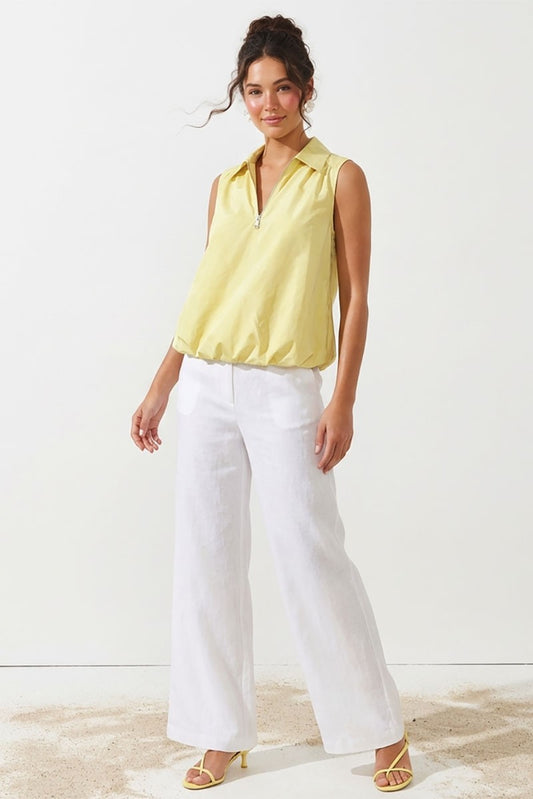Sleeveless Front Zip Bubble Top