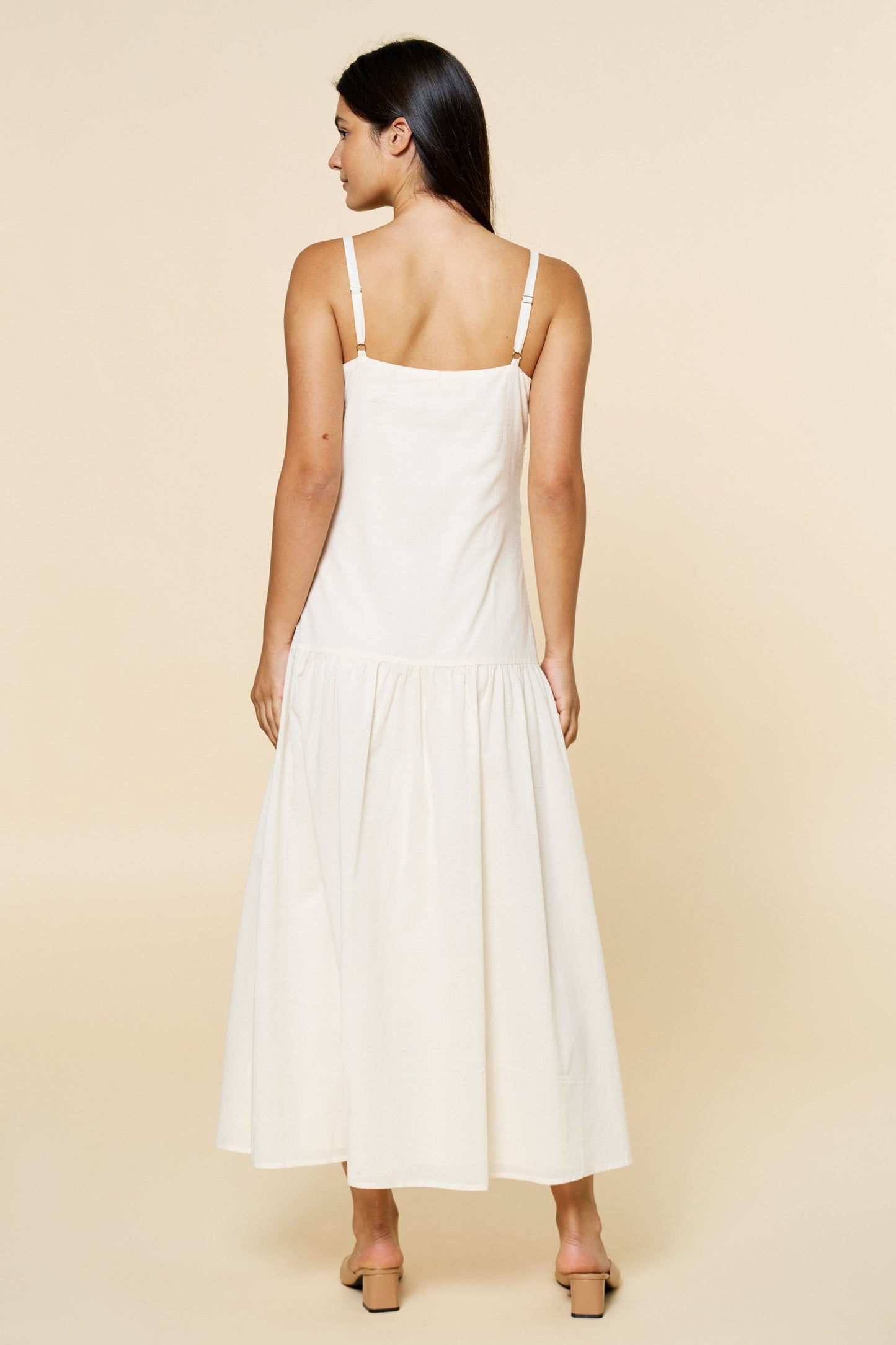 Floral Embroidered Drop Waist Maxi Dress