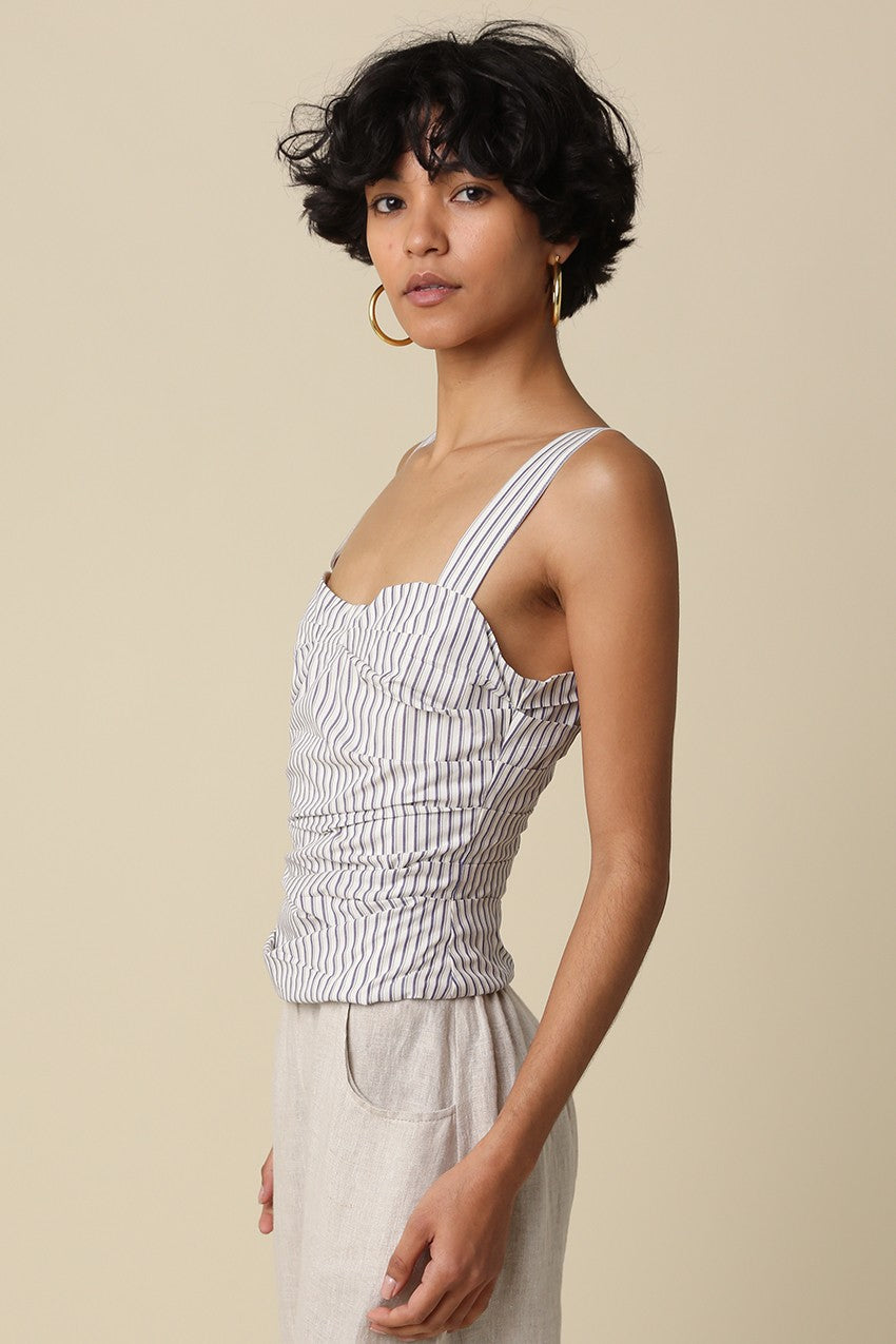 Judith Striped Ruched Corset Tank