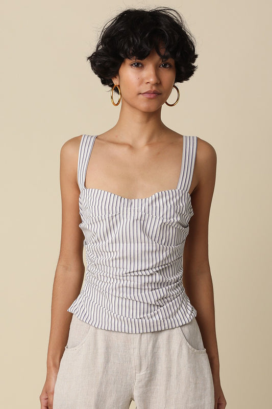 Judith Striped Ruched Corset Tank