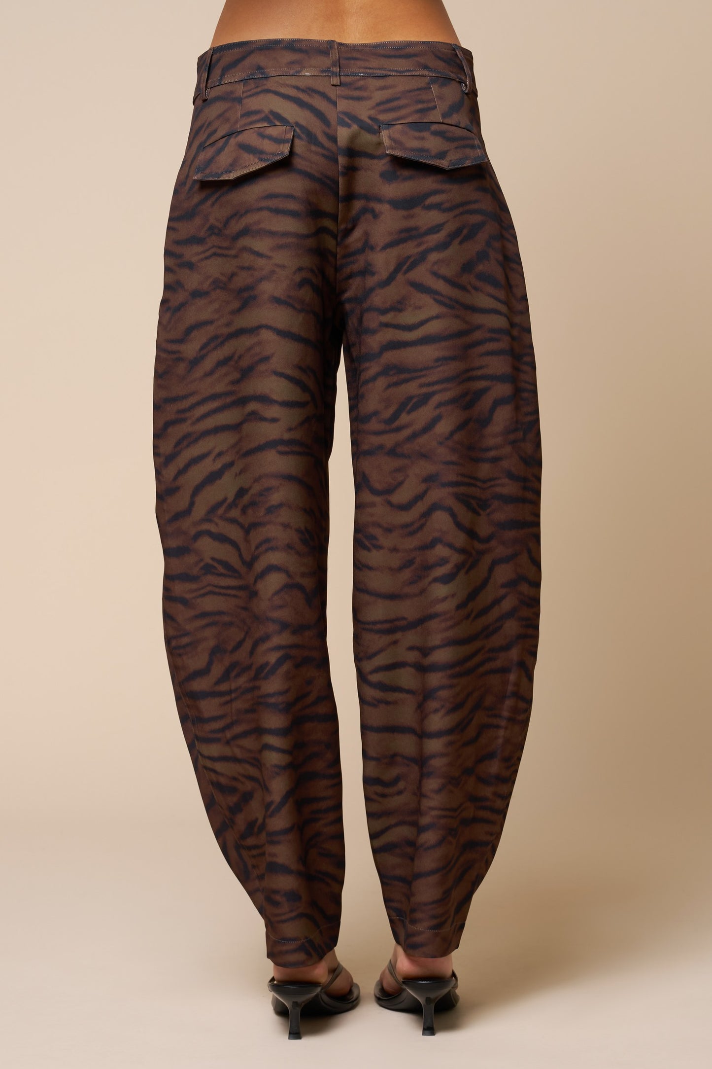 Tiger Print High Barrel Pants