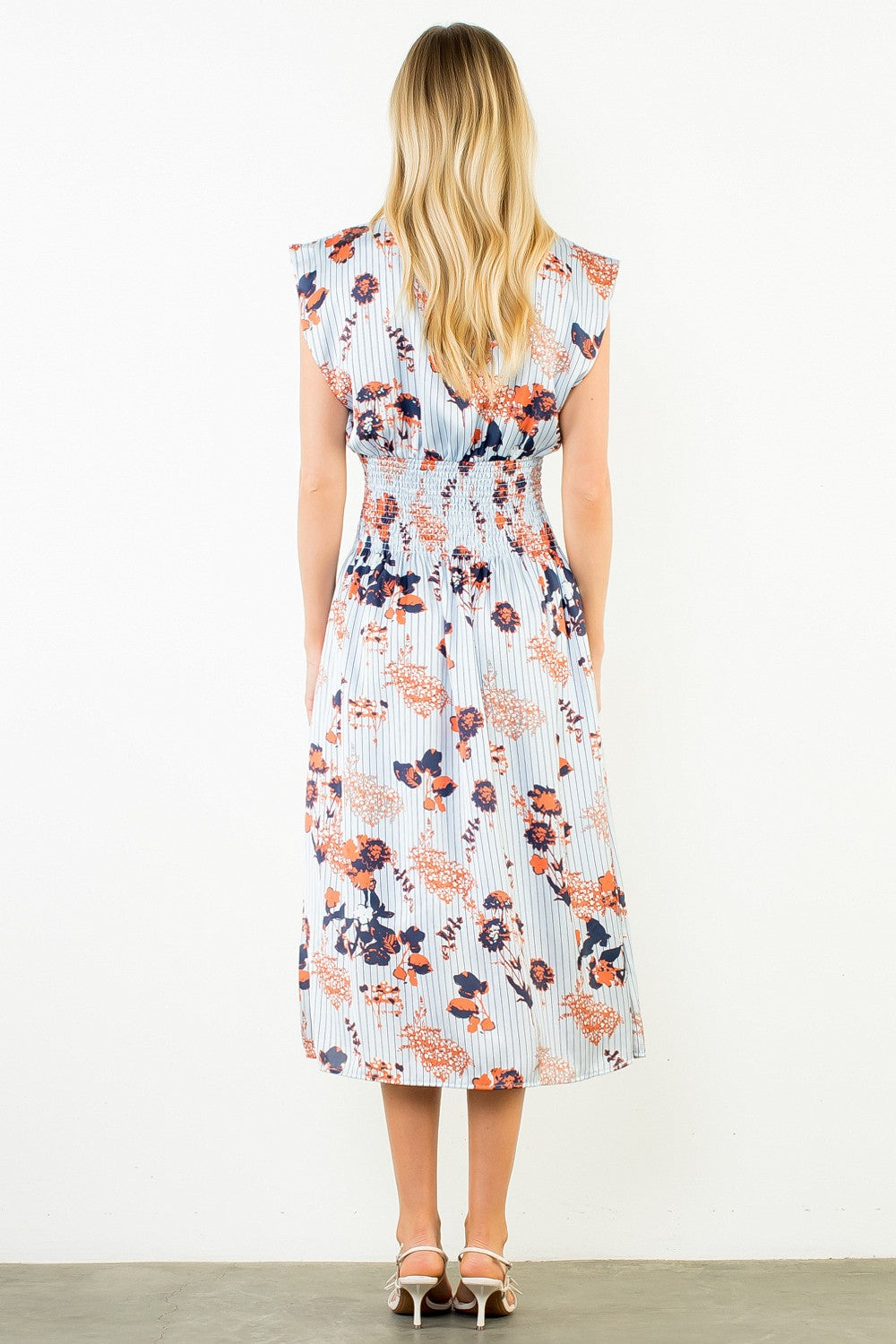 Short Sleeve Pattern Stripe Smocked Dress