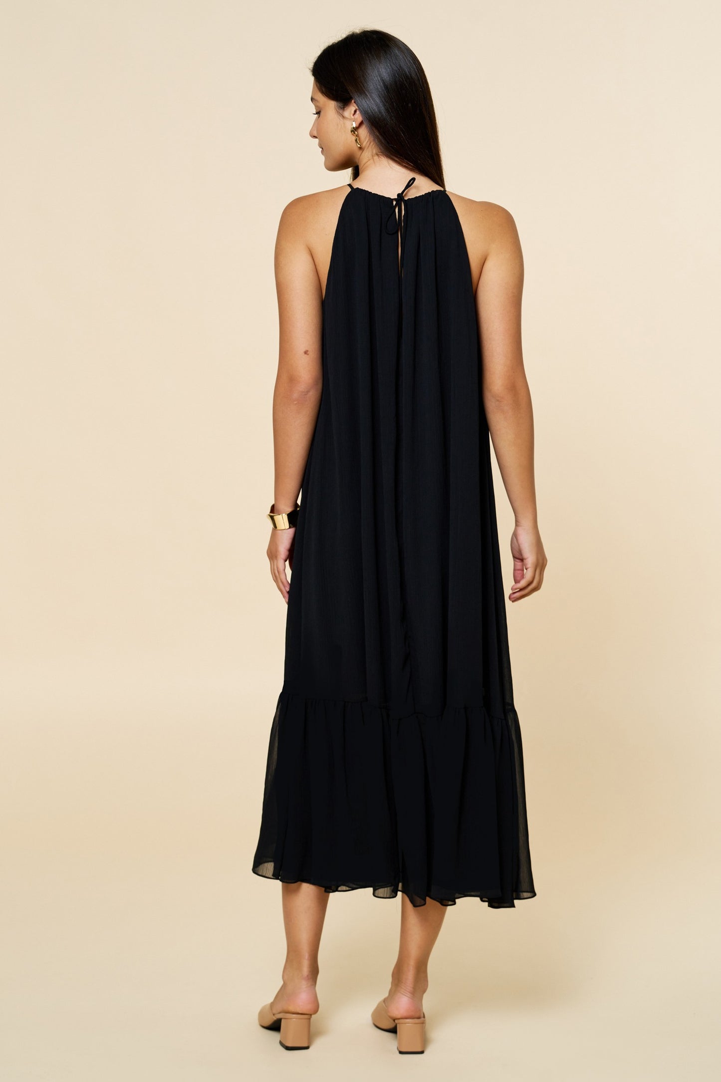 Beaded Keyhole Neckline Maxi Dress