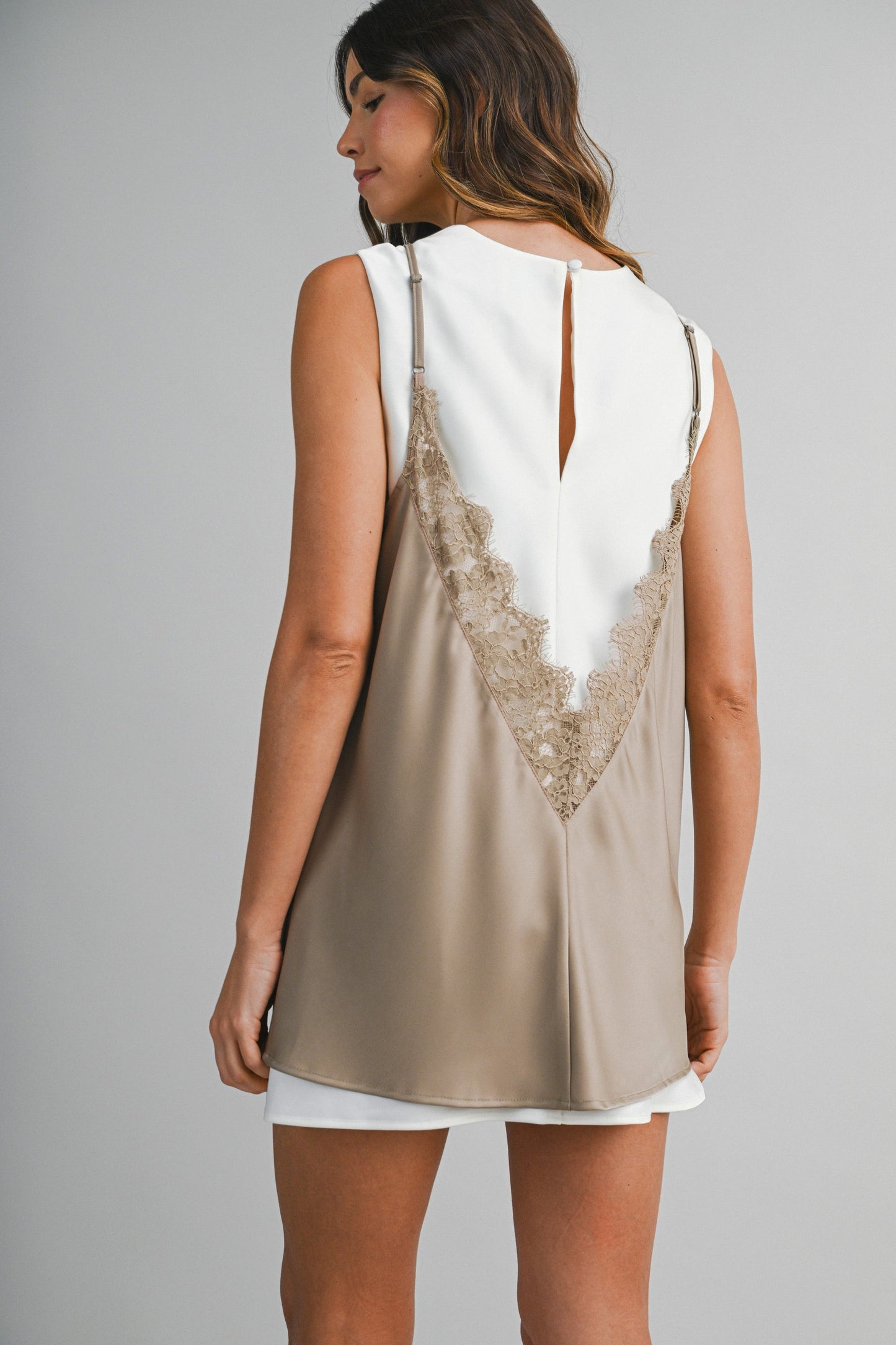 Layered Slip Top with Lace Detail