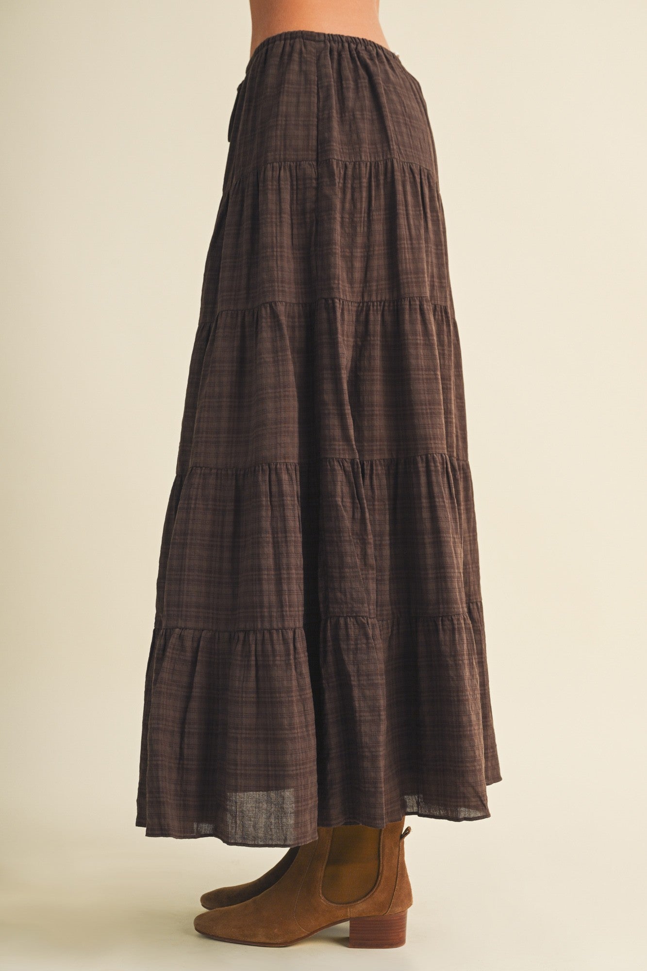 Geometric Woven Tiered Maxi Skirt