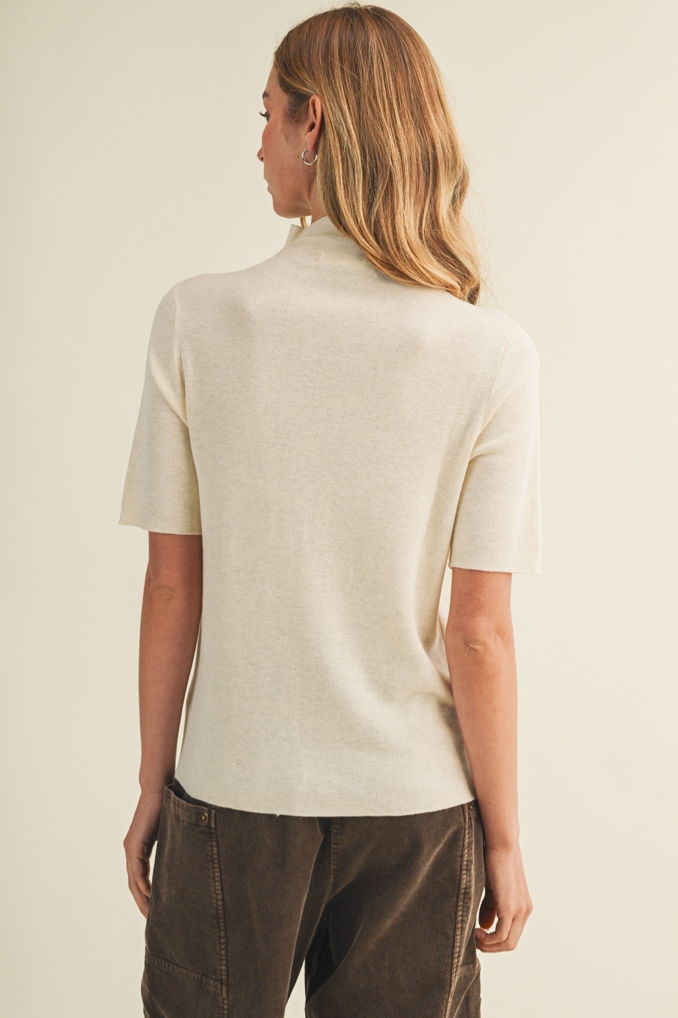 Mock-neck Fine-gauge Knit Pullover