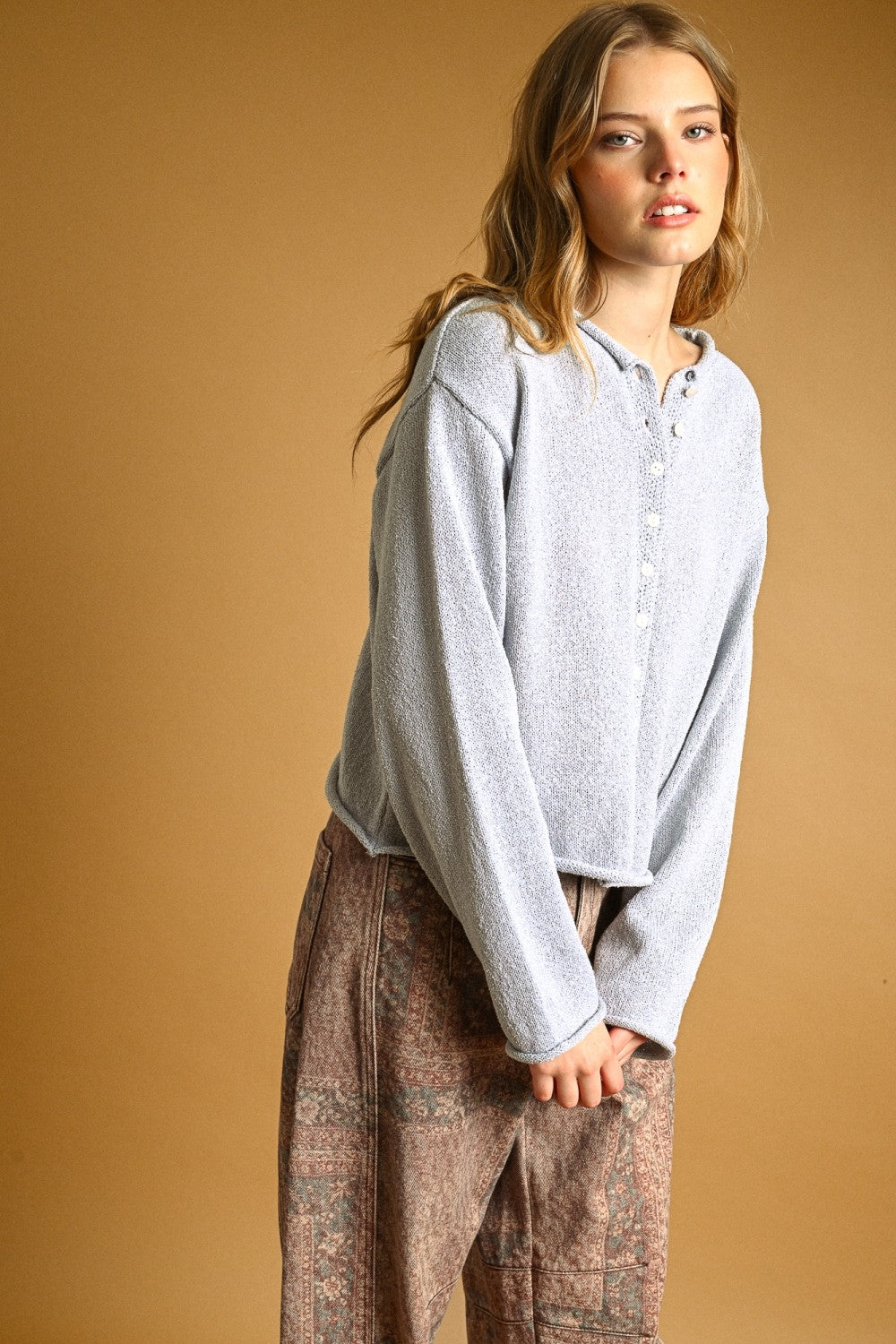 Light Weight Long Sleeve Button Front Cardigan