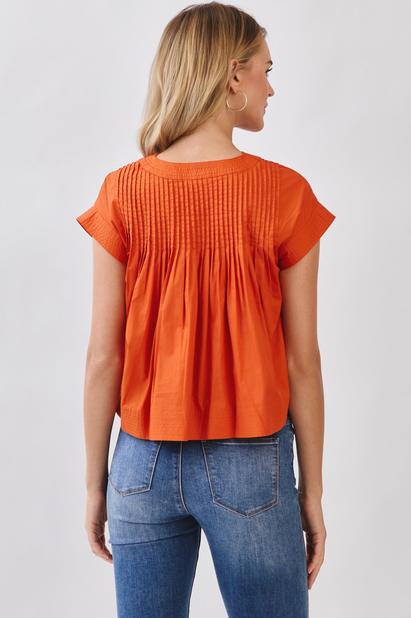 Pintuck Pleated Detail Poplin Top