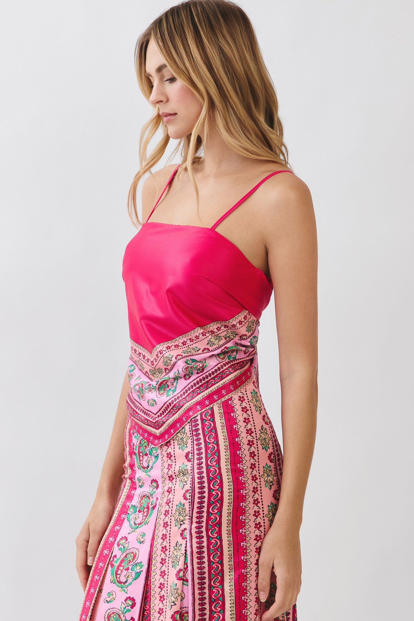 Scarf Print Smocked Back Cami Top