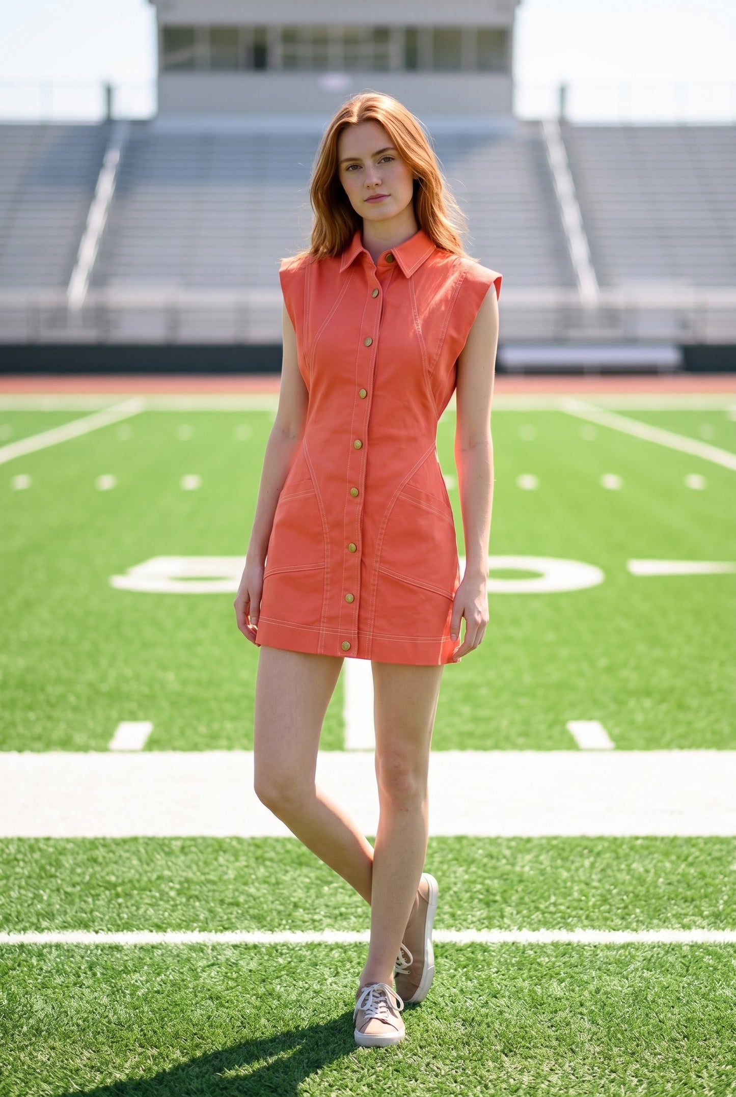 Contrast Stitch Utility Mini Dress