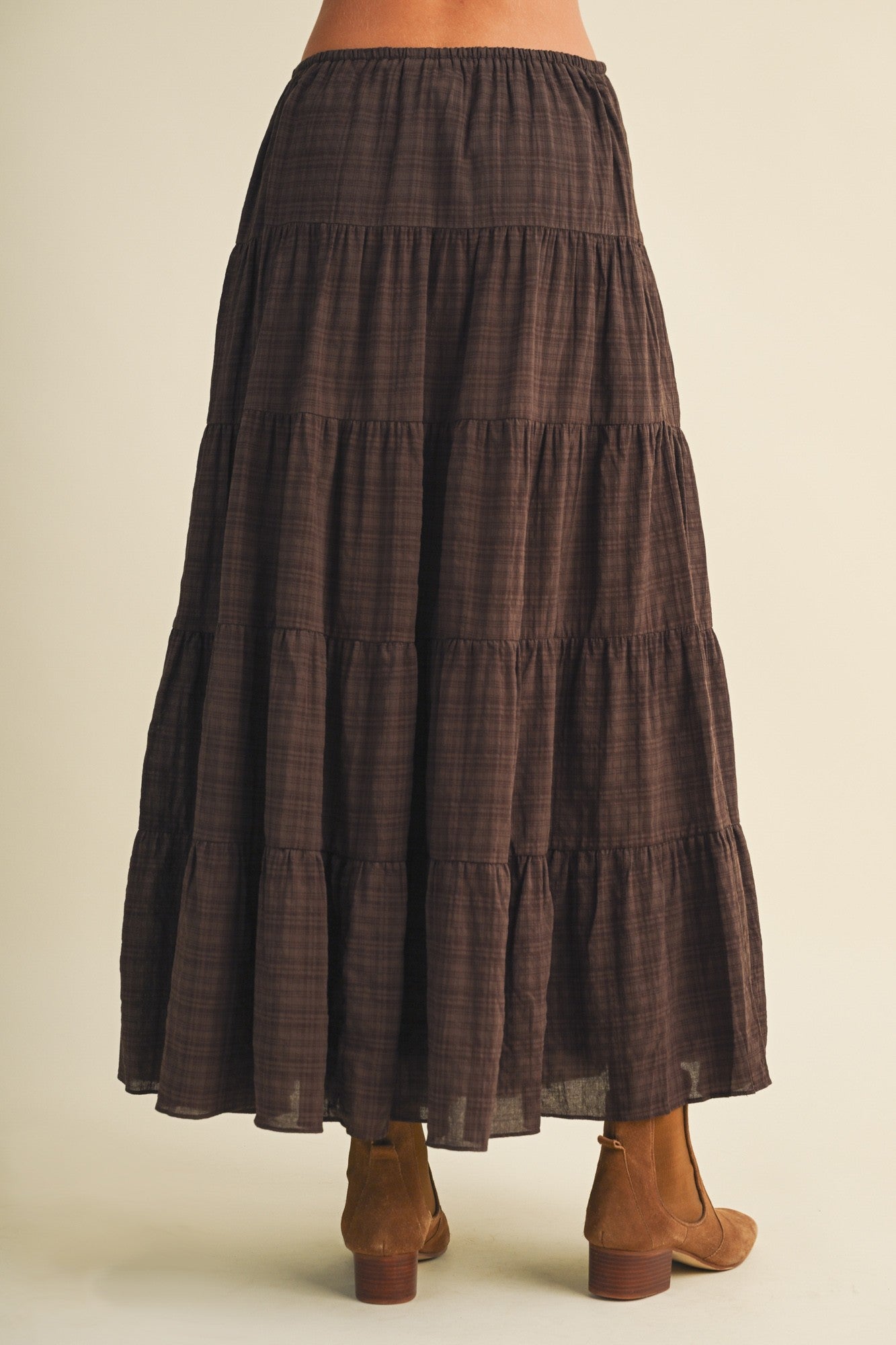 Geometric Woven Tiered Maxi Skirt