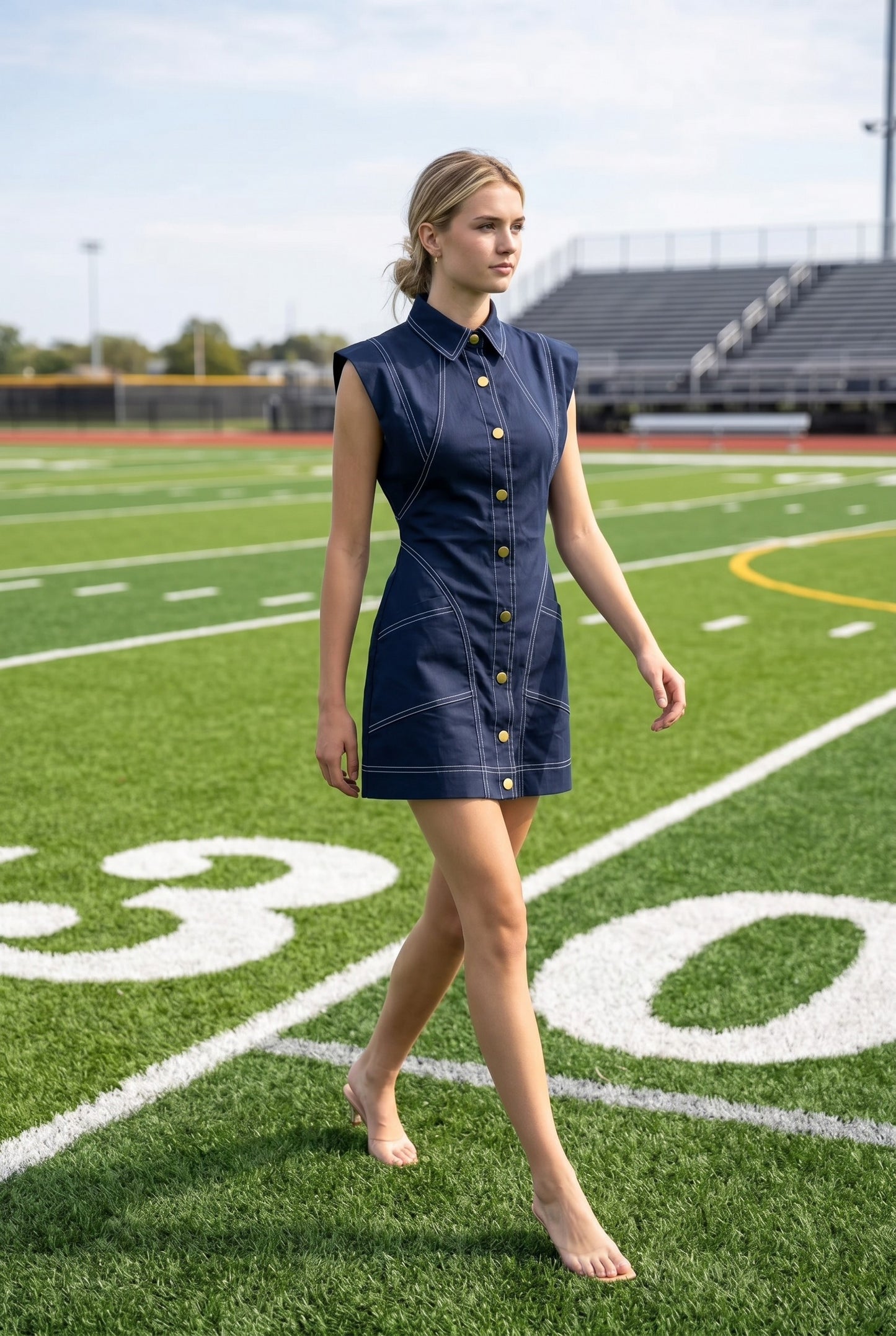 Contrast Stitch Utility Mini Dress