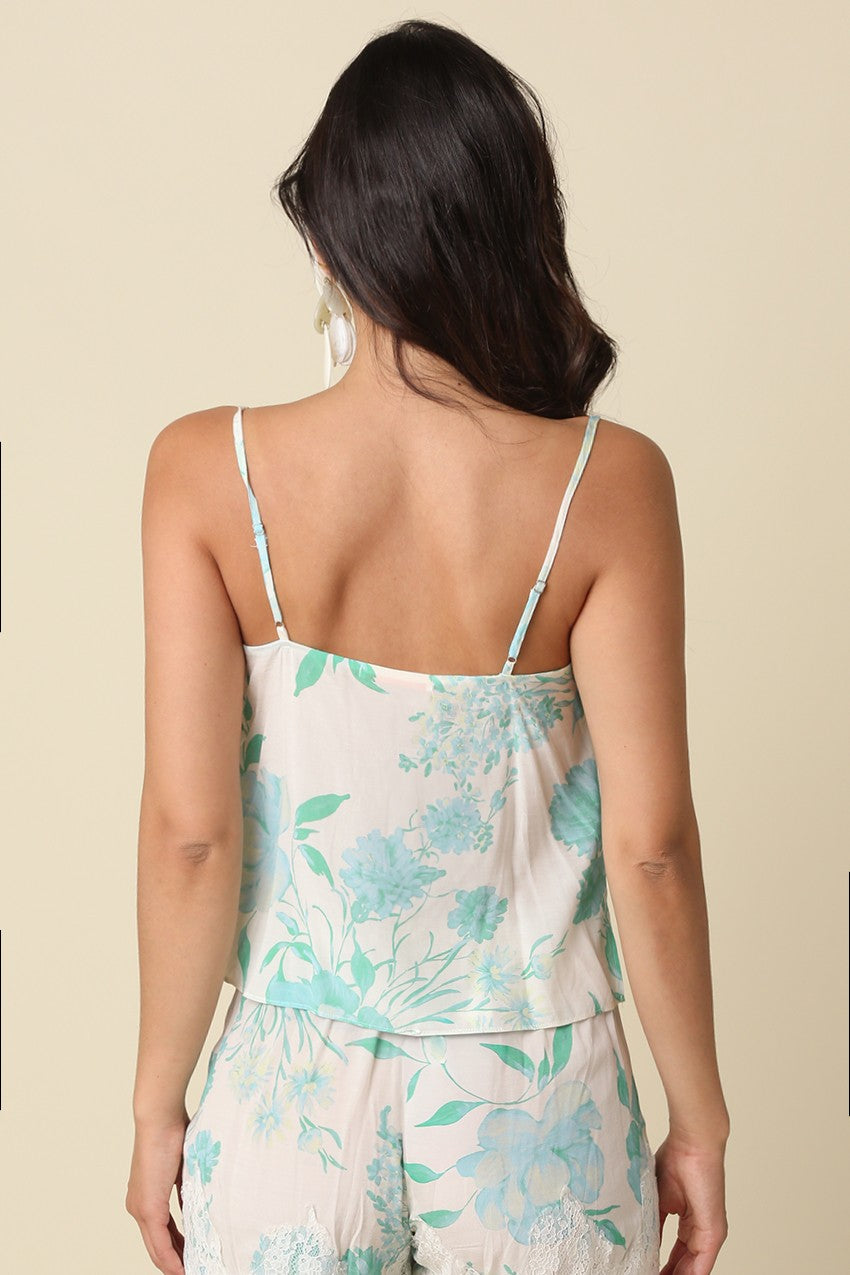 Alex Floral Lace Trim Cami Top