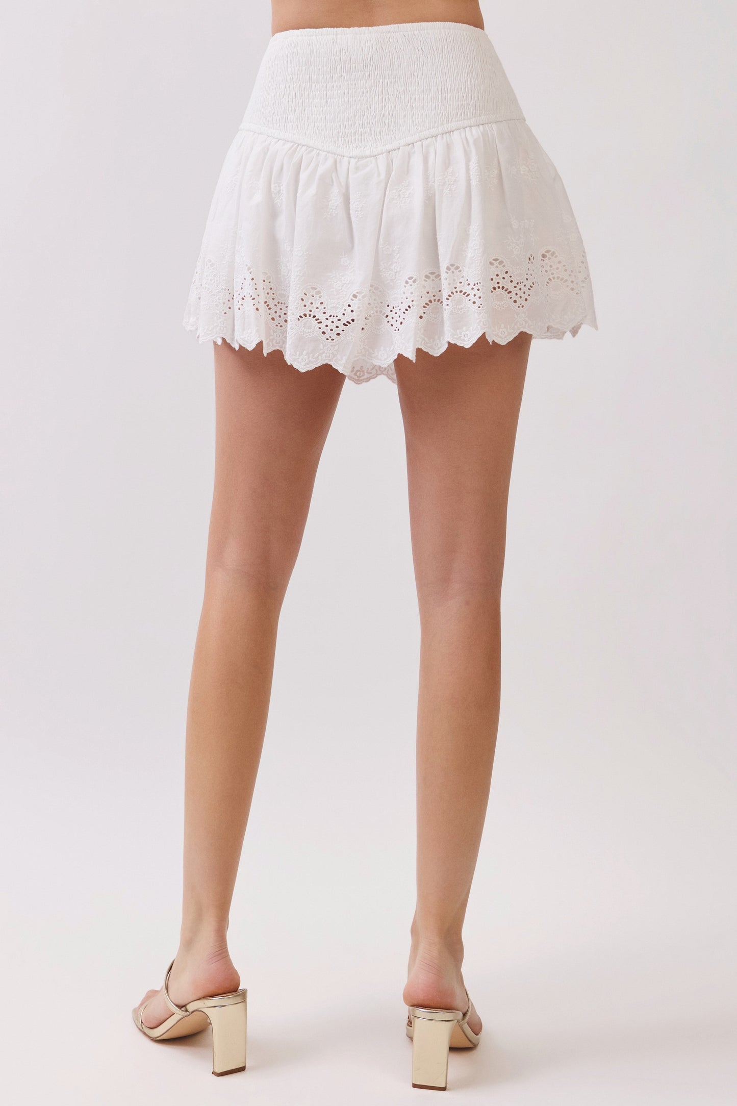 Floral Eyelet Embroidery Detail Mini Skirt