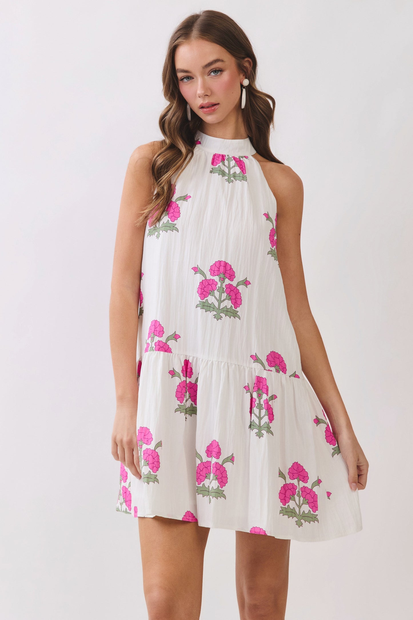 Floral Print Halter Neck Mini Dress