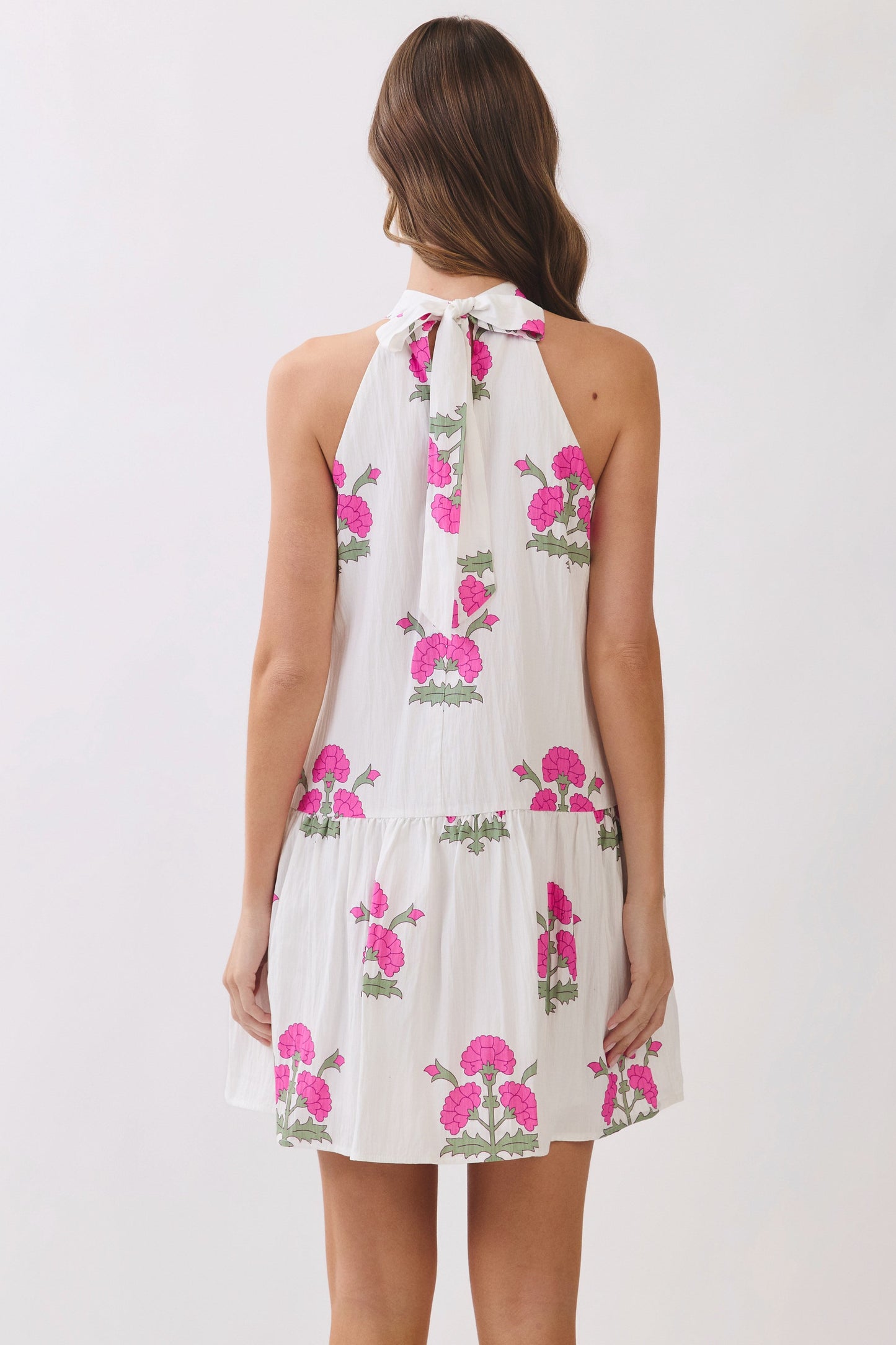 Floral Print Halter Neck Mini Dress