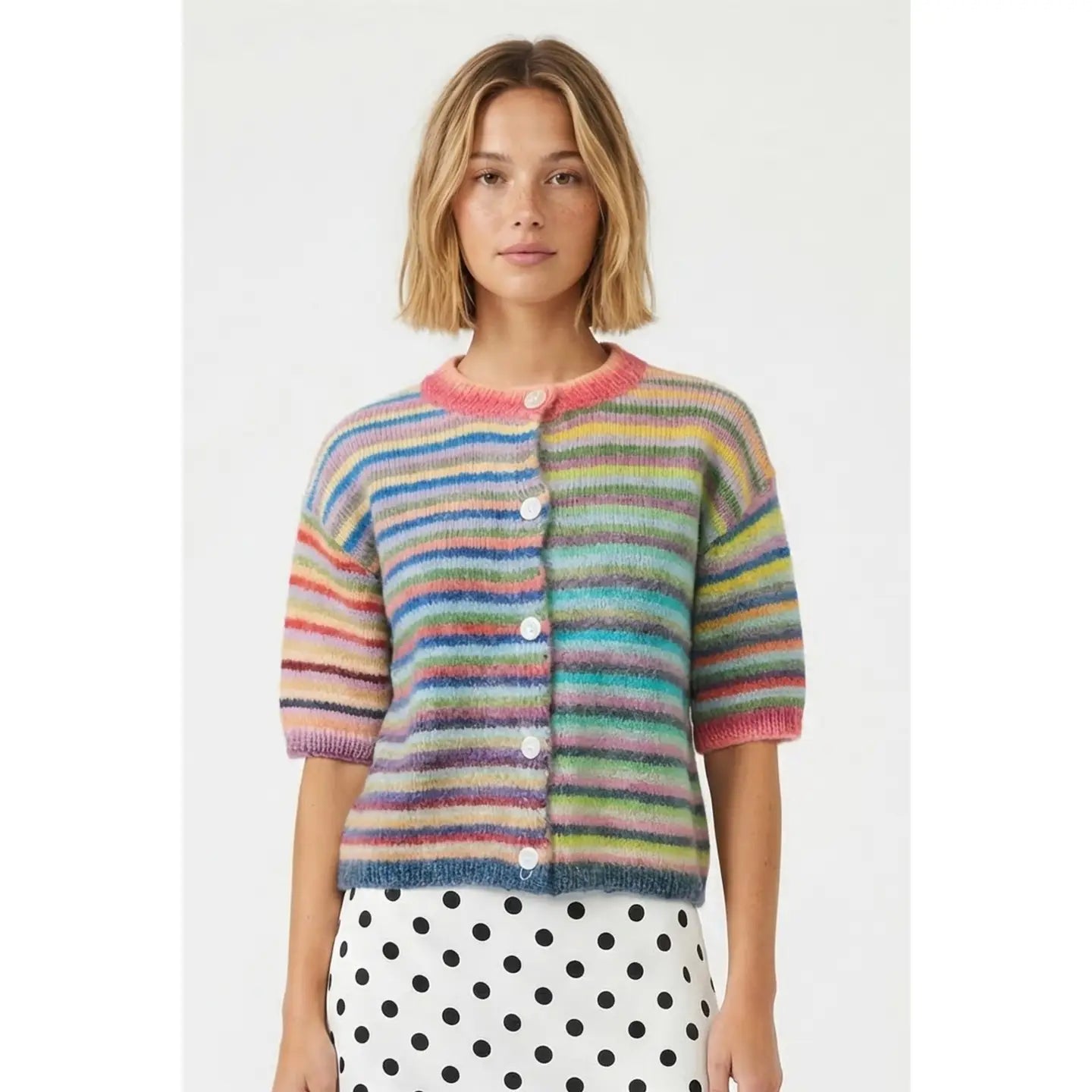 Multi Color Button Up Cardigan