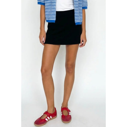 Ribbed Mini Skirt with Shorts Lining