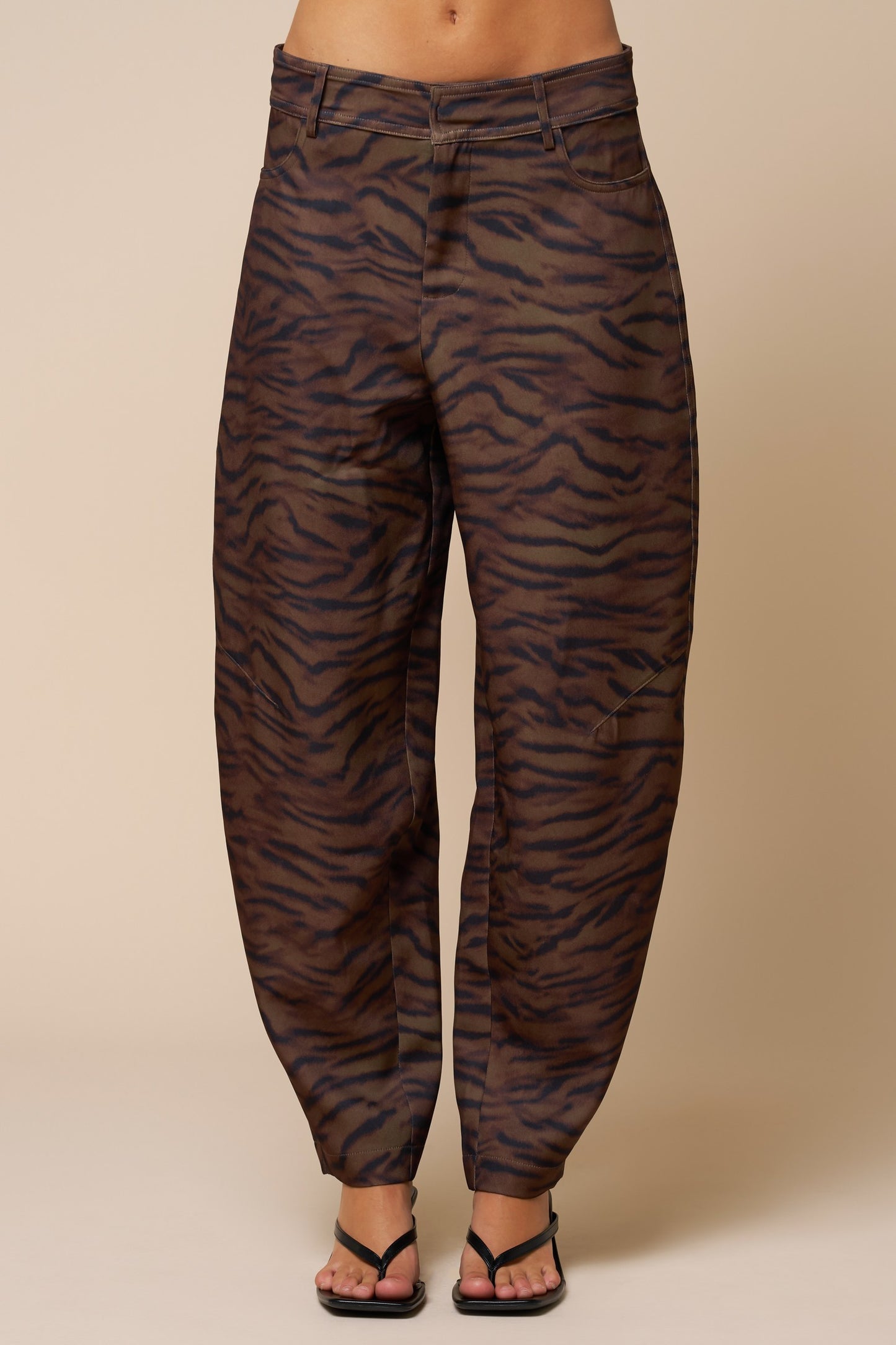 Tiger Print High Barrel Pants